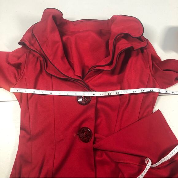 Saint Gil Paris red single breasted coat Medium - Picture 6 of 9
